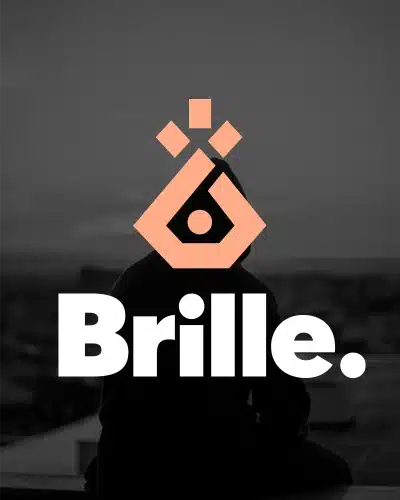 Logo Brille, présenté sur fond sombre.